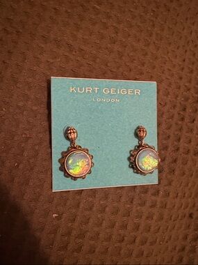 Kurt Geiger Iridescent Drop Earrings in Blue-Green Shimmer